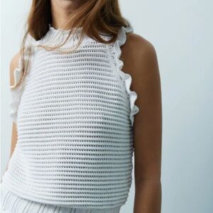 Melissa Nepton Rana Crochet White Top